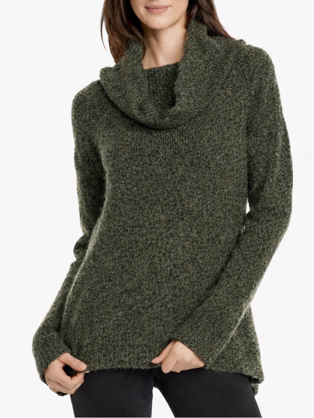 J. McLaughlin Alpaca Wool Cowl Neck Sweater Green XS Cozy Tunic